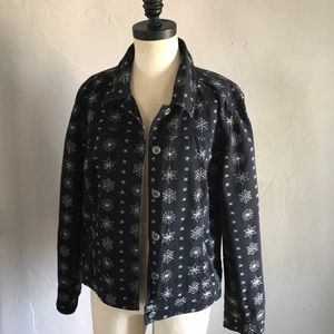 Christopher & Banks Embroidered Jean Jacket